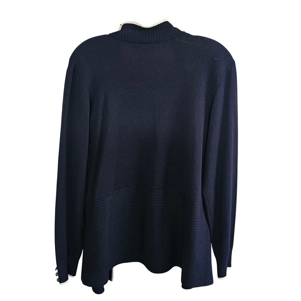 89th + Madison Women's Buttonless Cardigan Old Money, Blue White Size XL - Picture 3 of 10